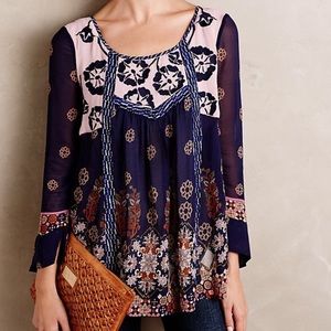 Anthropologie Floreat Chiffon Rhiannon Top M